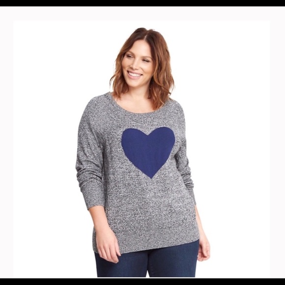 torrid Sweaters - Torrid Gray/Blue Heart Sweater Size 1X